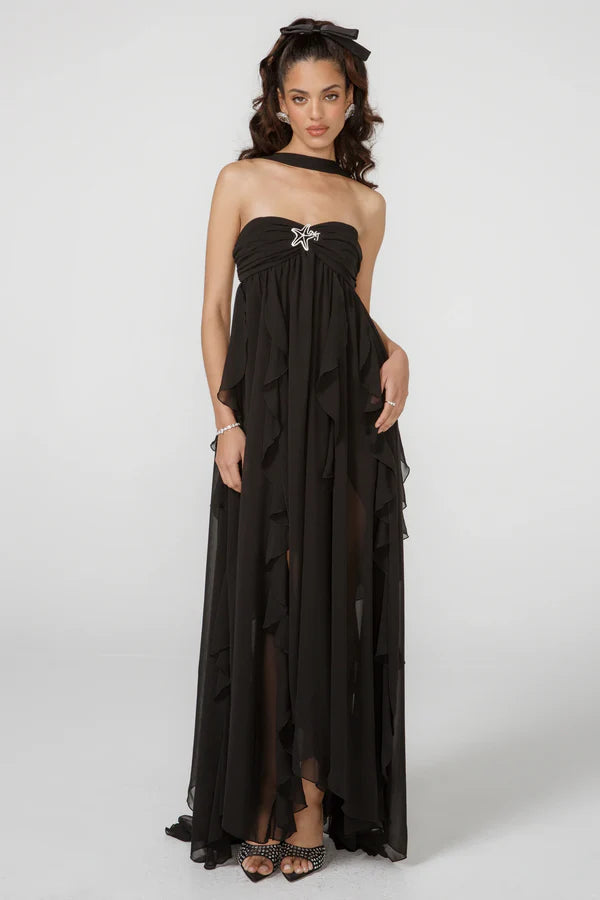Vestido Com Babados Tendência Ariel
