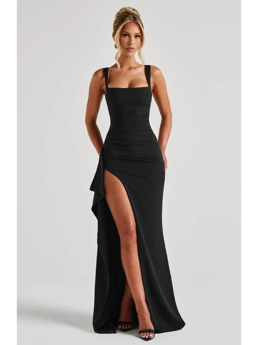 Vestido Longo com Fenda Katana