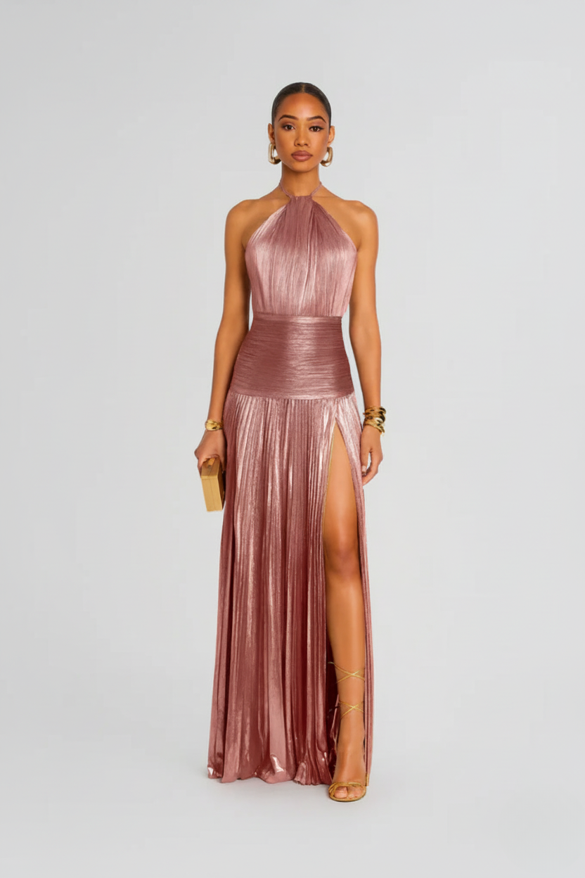 Vestido Longo Halter Fenda Lorry