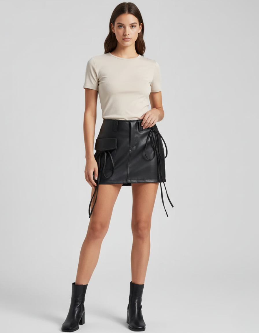 Saia Couro Ava Noir