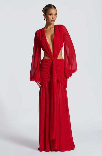 Vestido Longo Manga Comprida em Tule Kyra