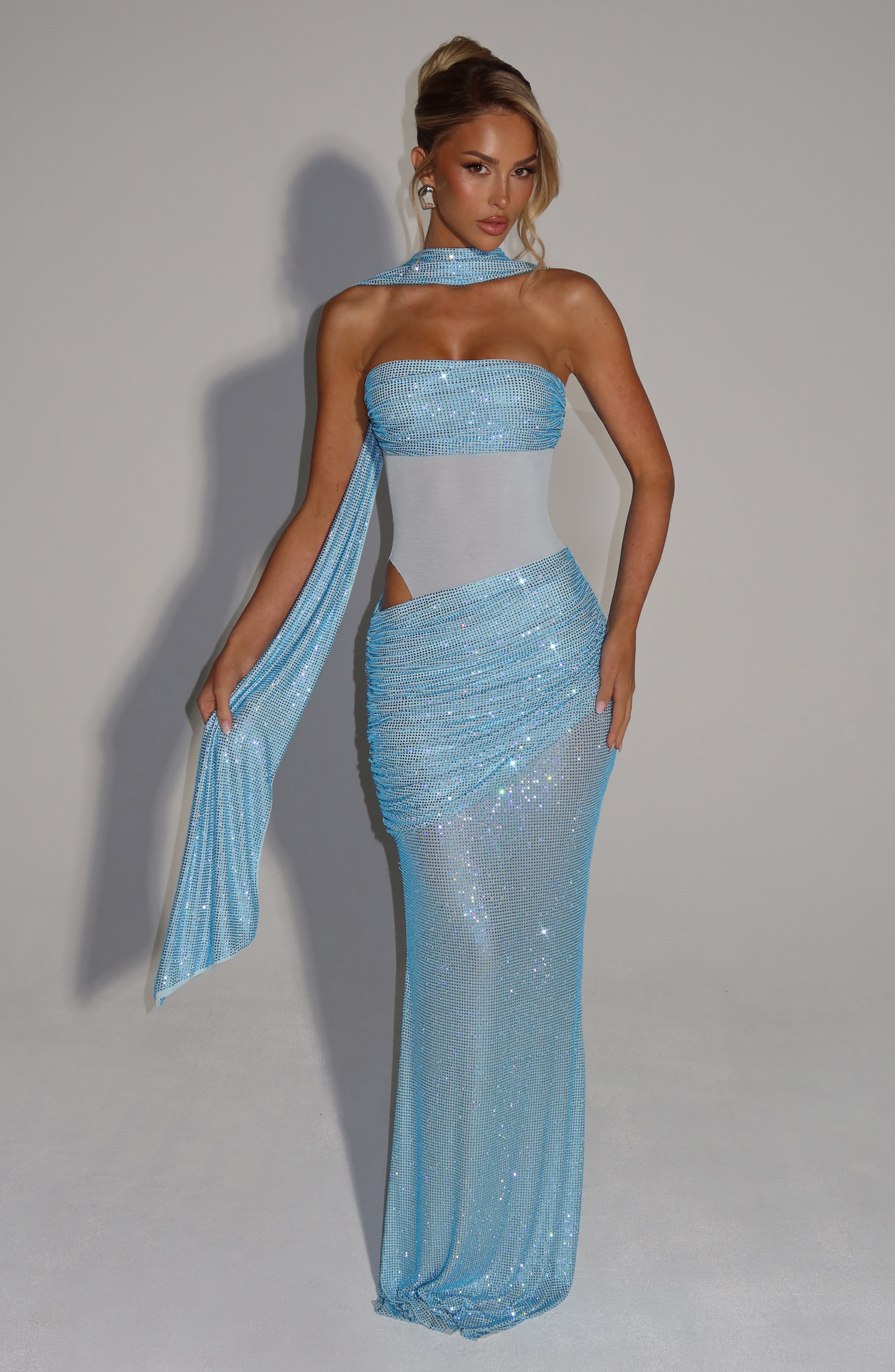 Vestido Longo Sem Alças Brilhante Siren