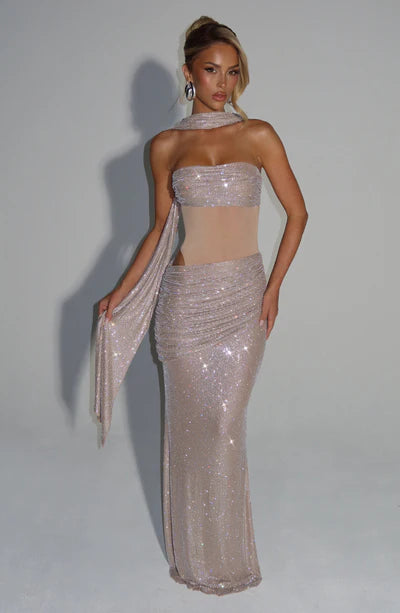 Vestido Longo Sem Alças Brilhante Siren