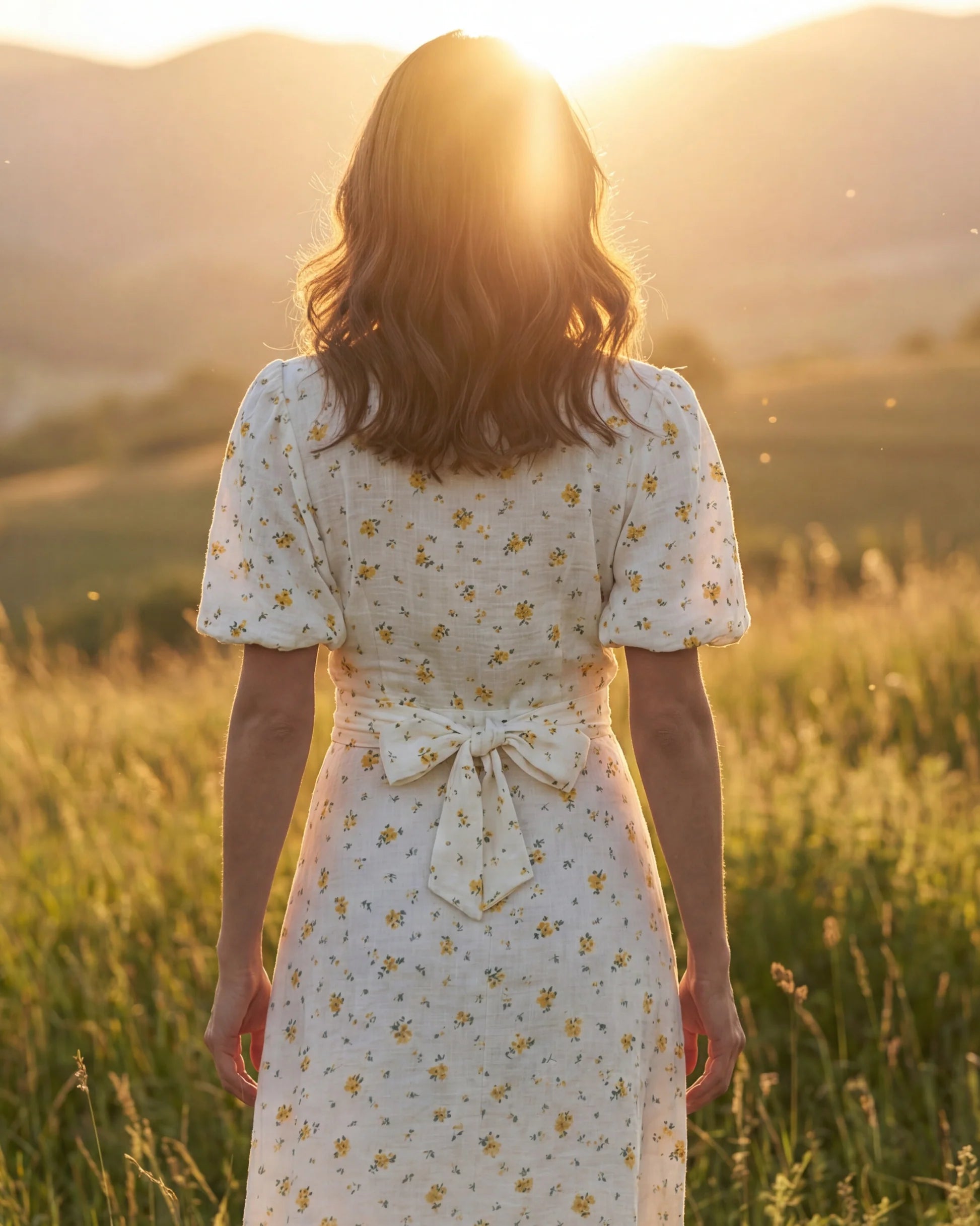 Vestido Midi Floral 100% Algodão Celine