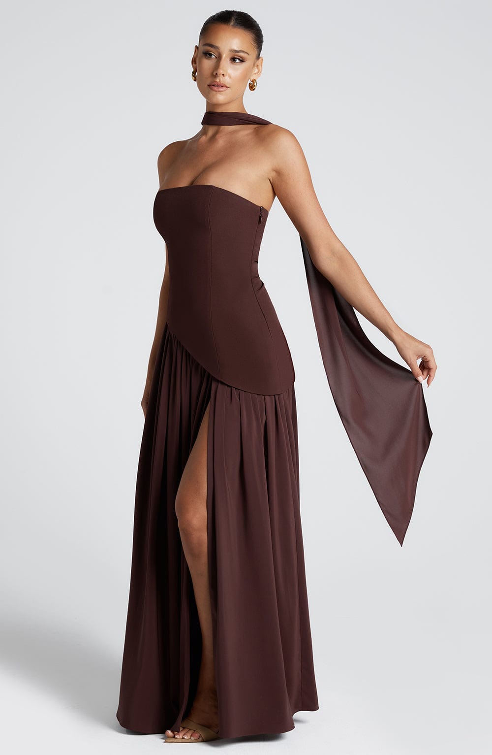 Vestido Longo Sem Alças Elegante Mya