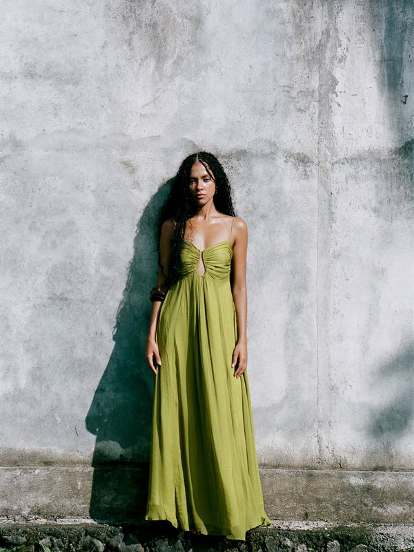 Vestido Longo Luxuoso Oliva