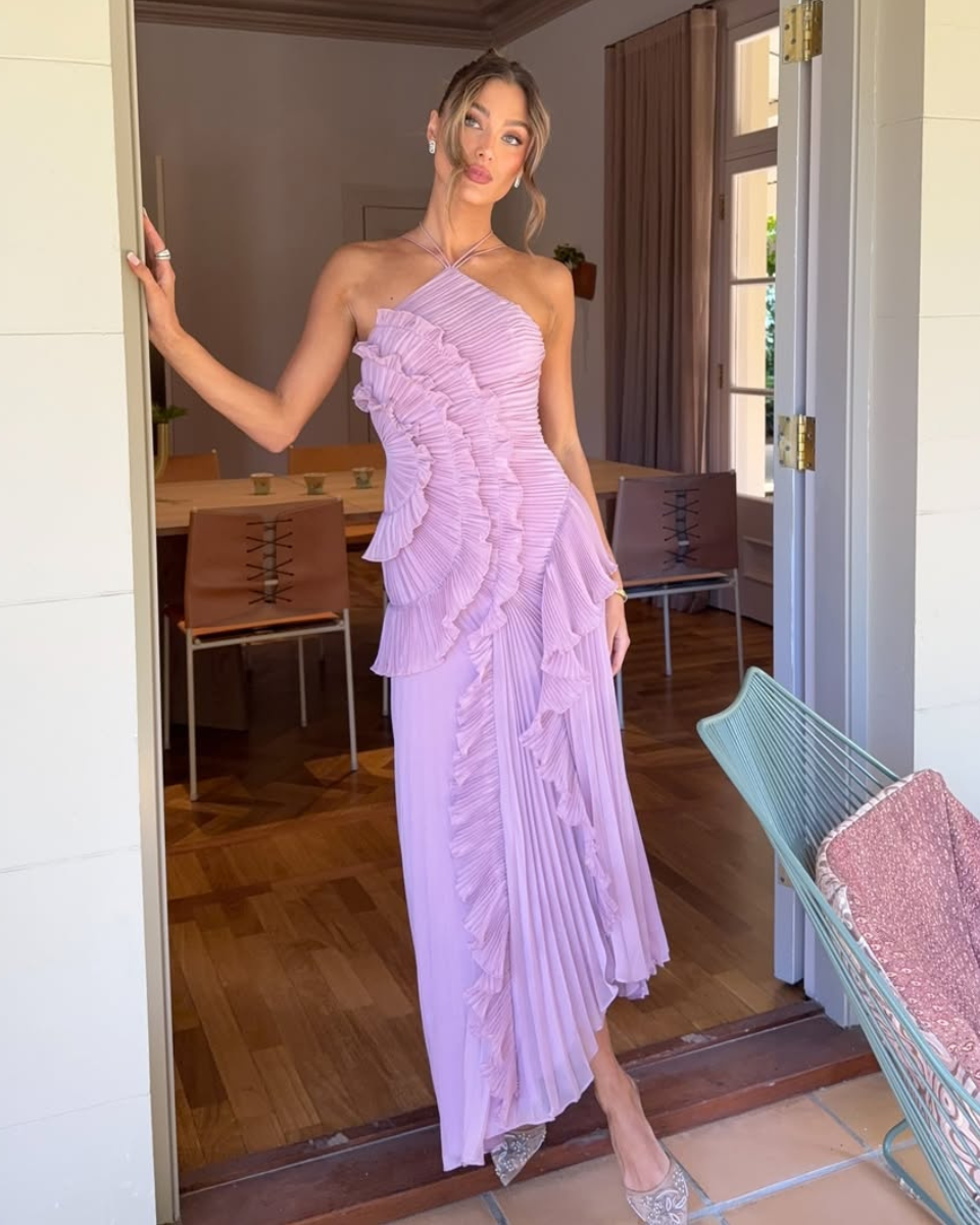 Vestido Assimétrico Tendência Lilac