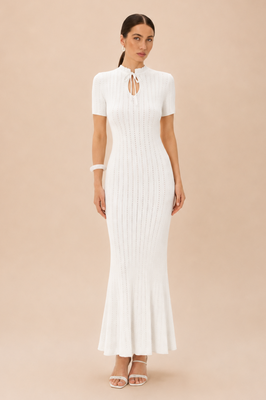 Vestido Tricot Longo Manga Curta Olivia