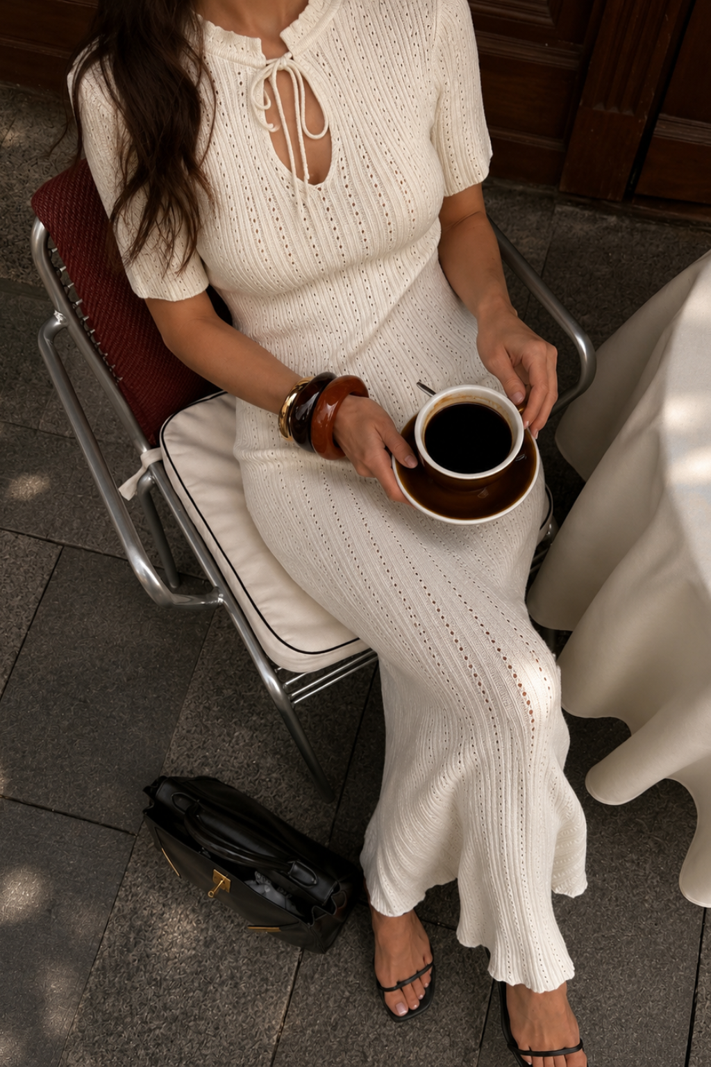 Vestido Tricot Longo Manga Curta Olivia