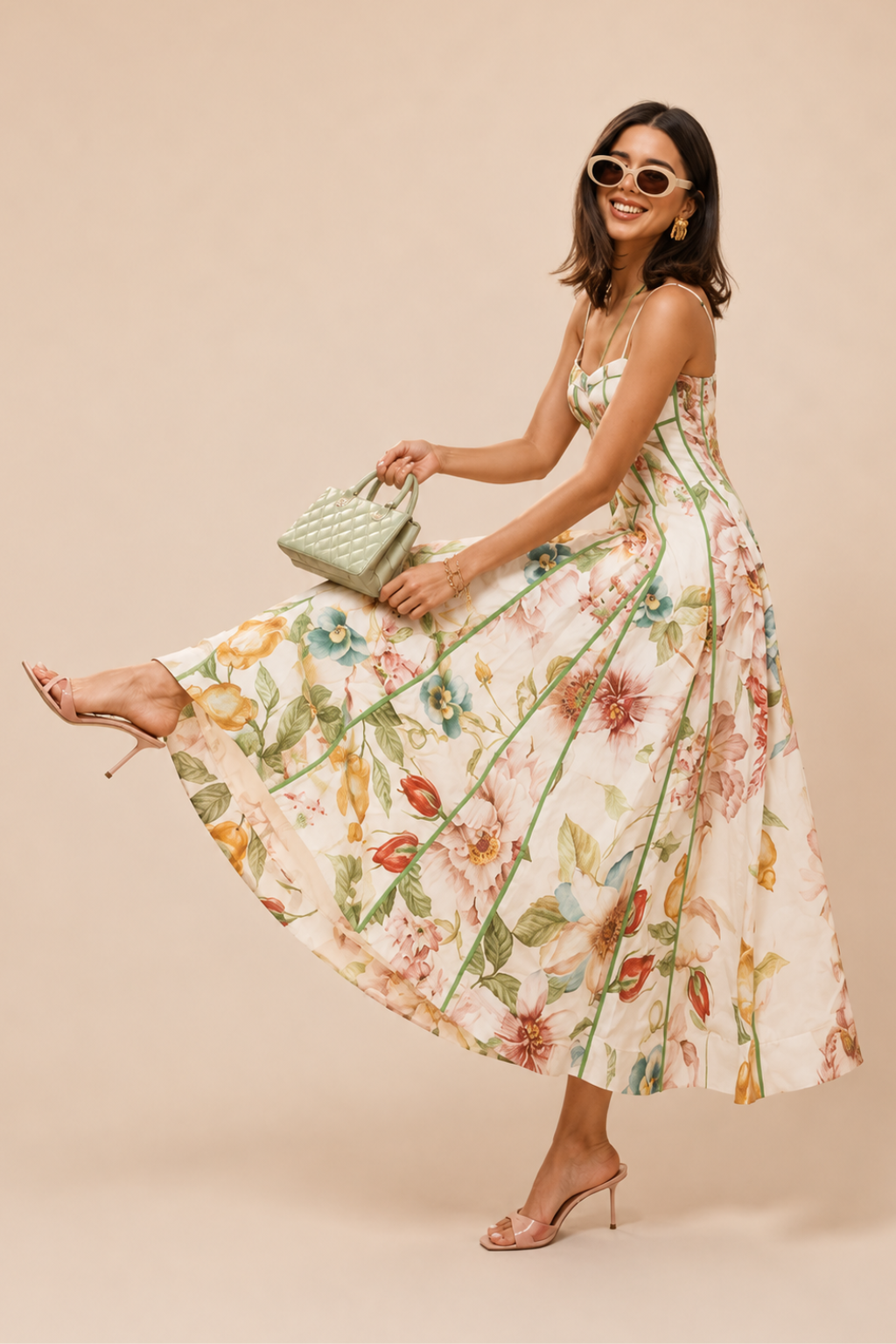 Vestido Midi Estampado Floral Sophia