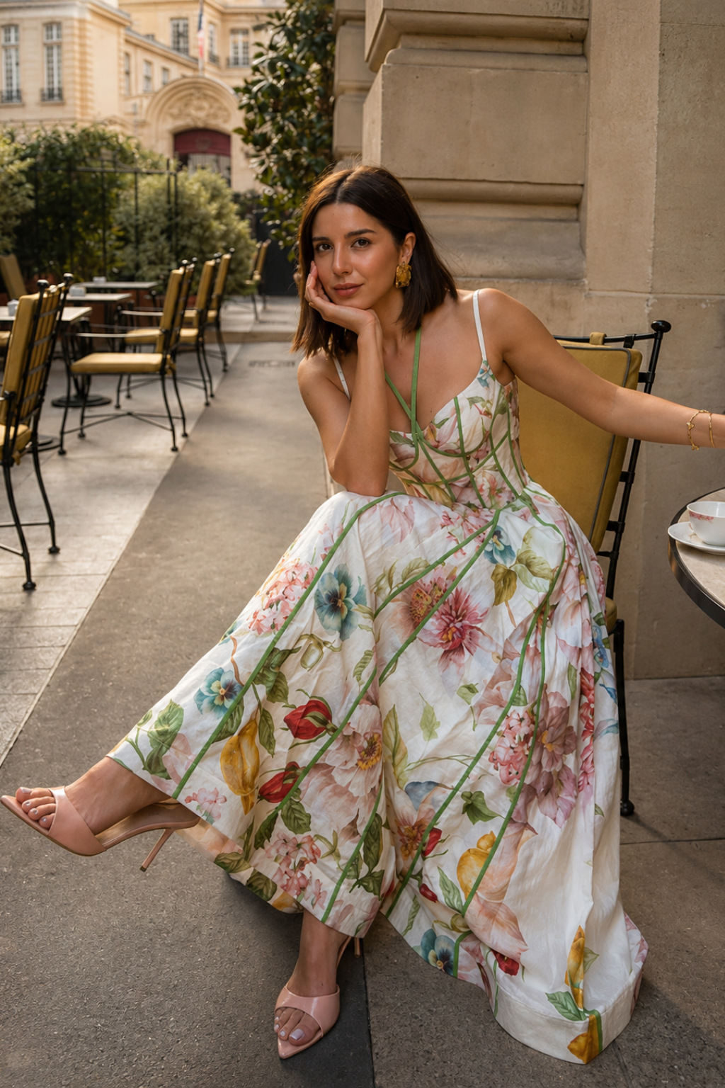 Vestido Midi Estampado Floral Sophia