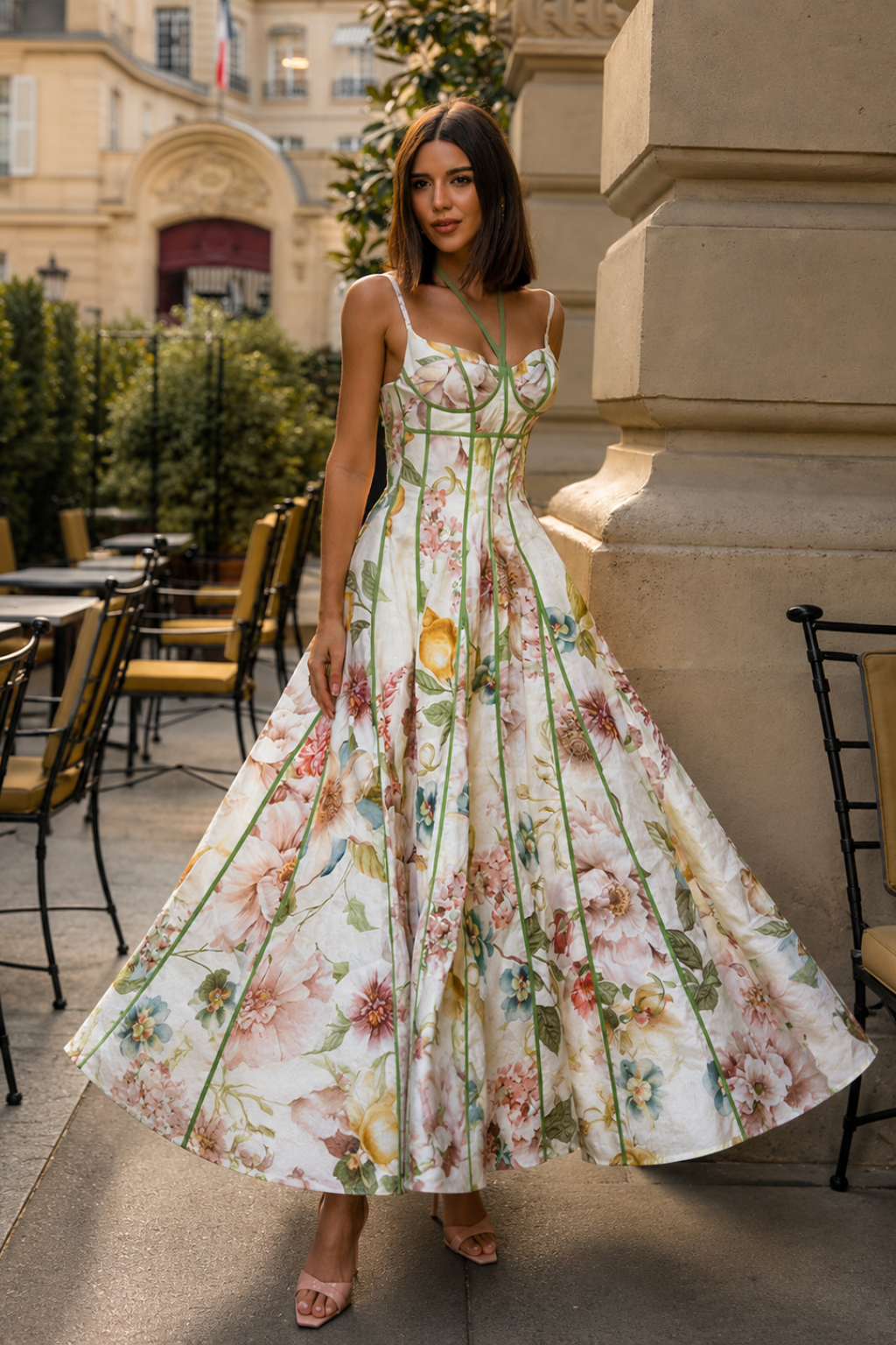 Vestido Midi Estampado Floral Sophia