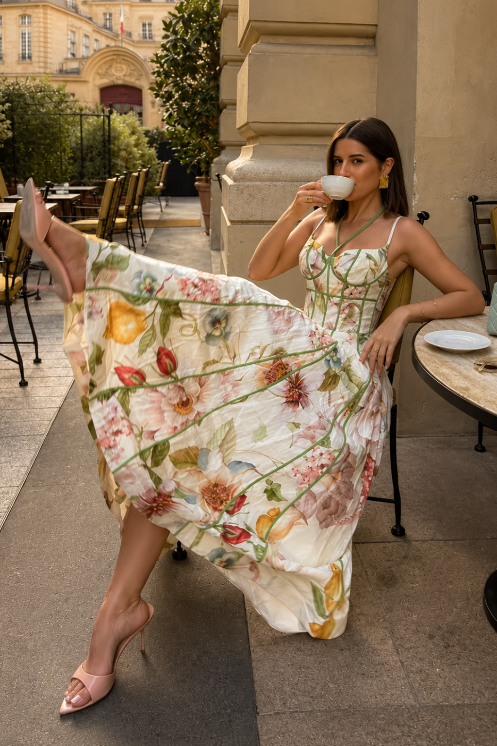 Vestido Midi Estampado Floral Sophia