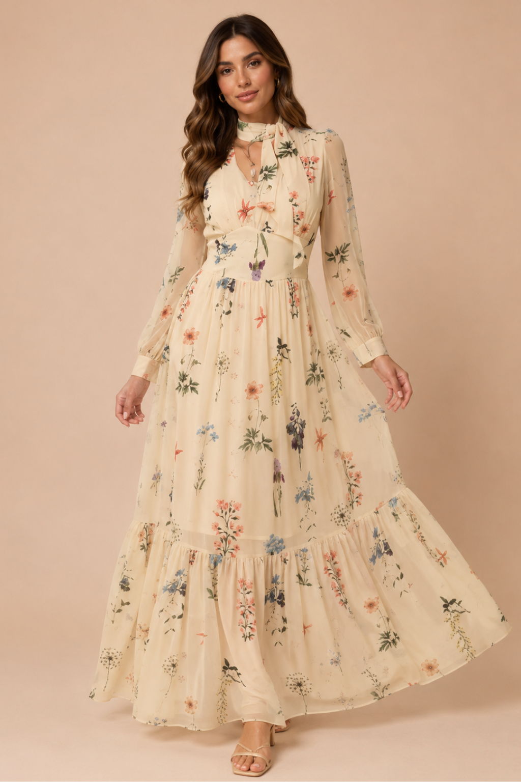 Vestido Longo Floral Romantic Chic Aurora