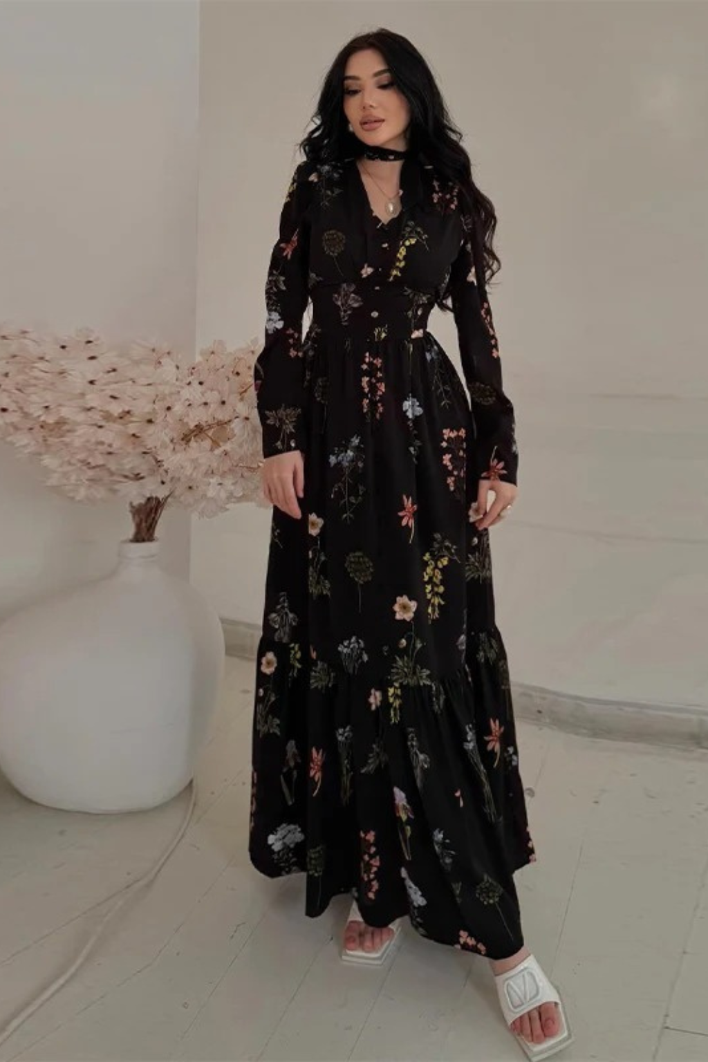 Vestido Longo Floral Romantic Chic Aurora