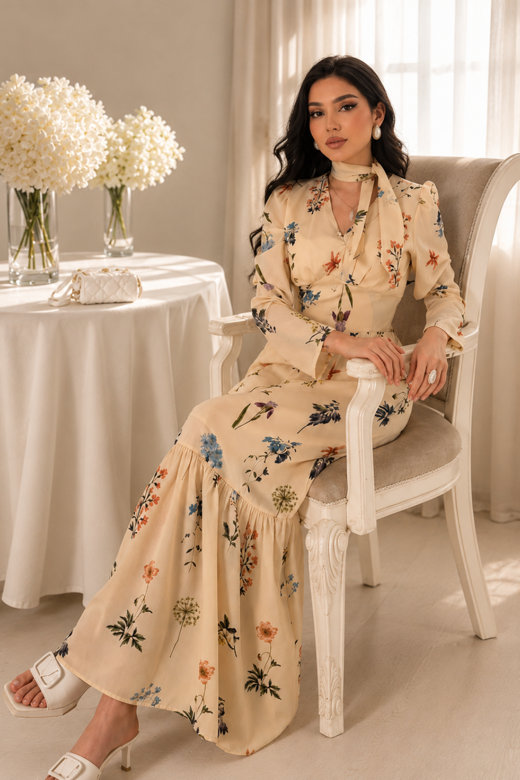 Vestido Longo Floral Romantic Chic Aurora