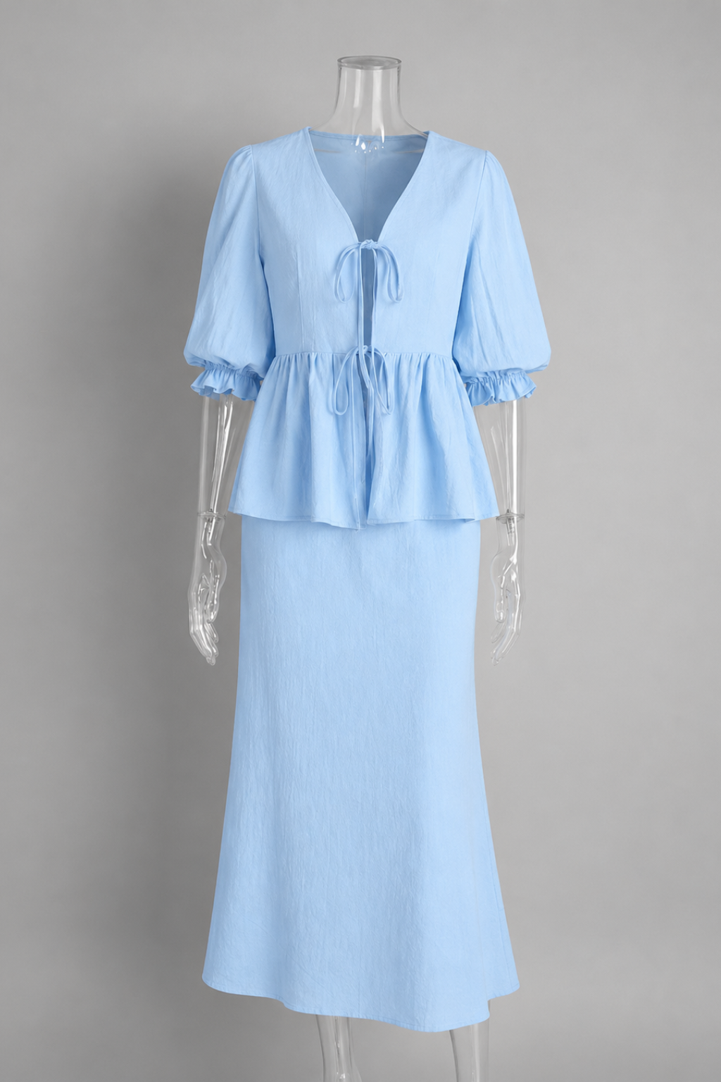 Conjunto Saia Longa e Blusa Amarração 100% Algodão Isabella