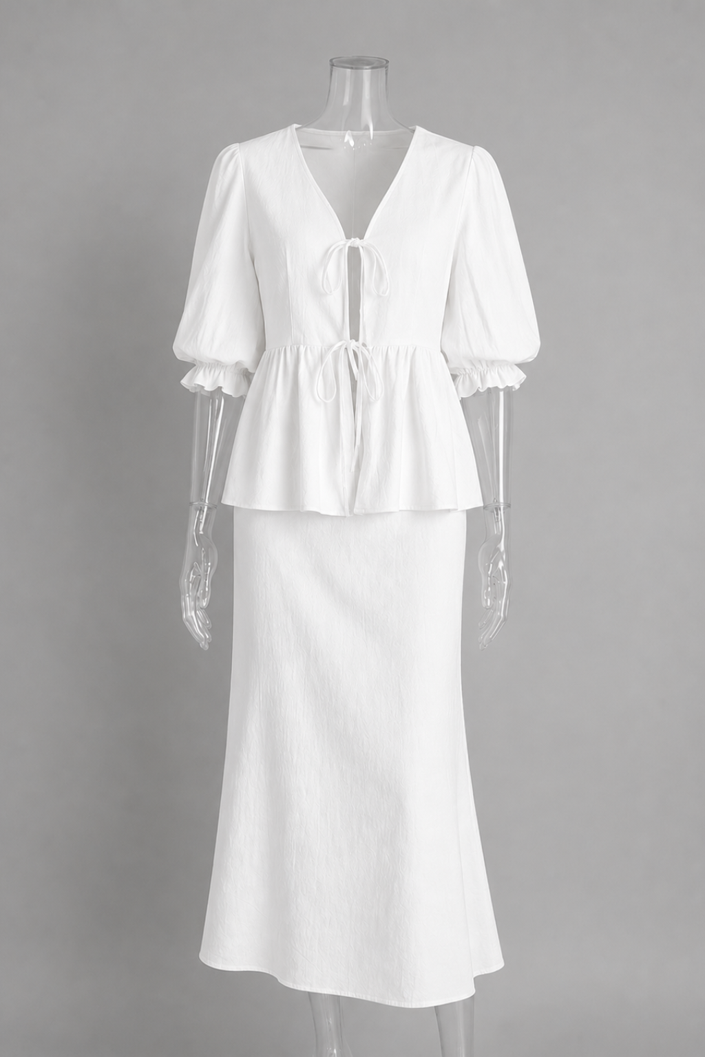 Conjunto Saia Longa e Blusa Amarração 100% Algodão Isabella