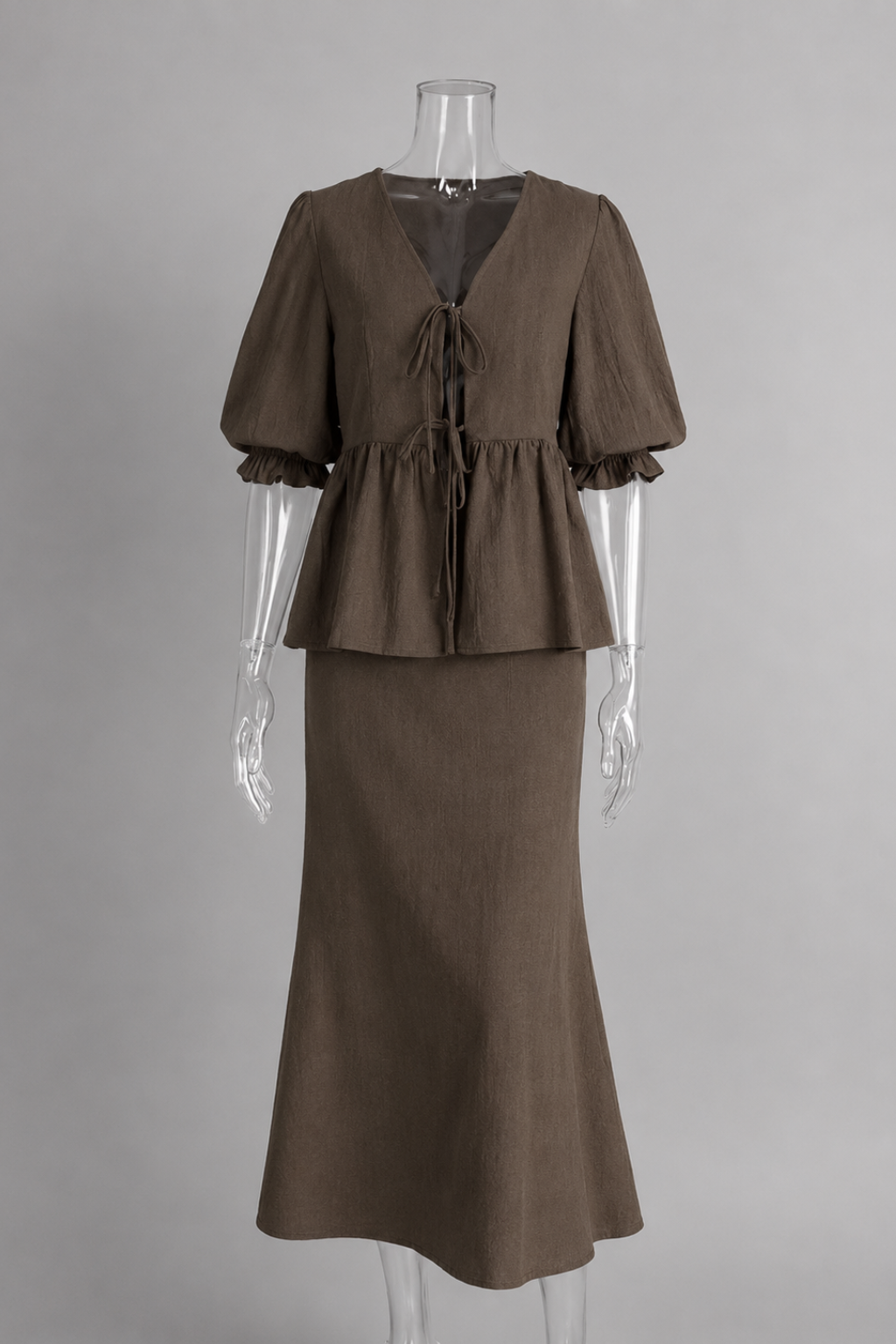 Conjunto Saia Longa e Blusa Amarração 100% Algodão Isabella