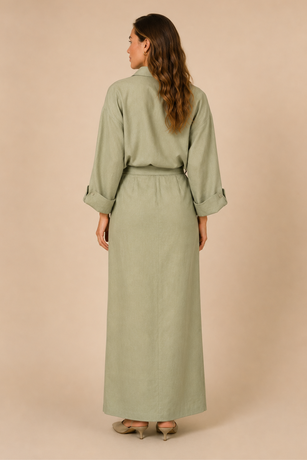 Conjunto Algodão e Linho Premium Camisa Oversized E Saia Maxi Leonor