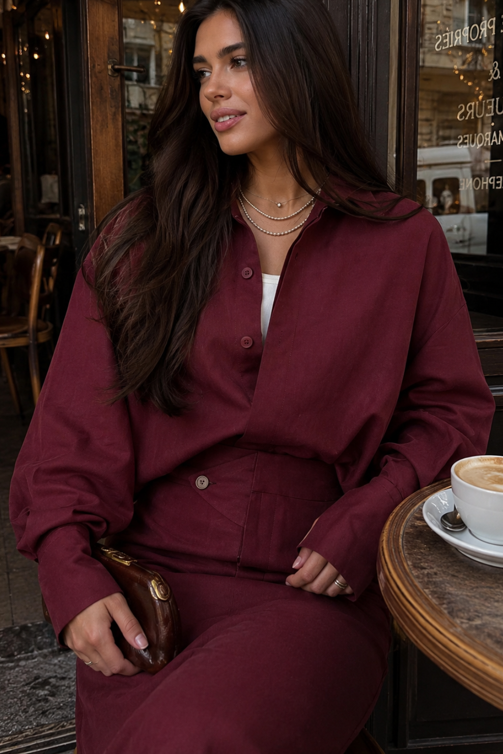 Conjunto Algodão e Linho Premium Camisa Oversized E Saia Maxi Leonor