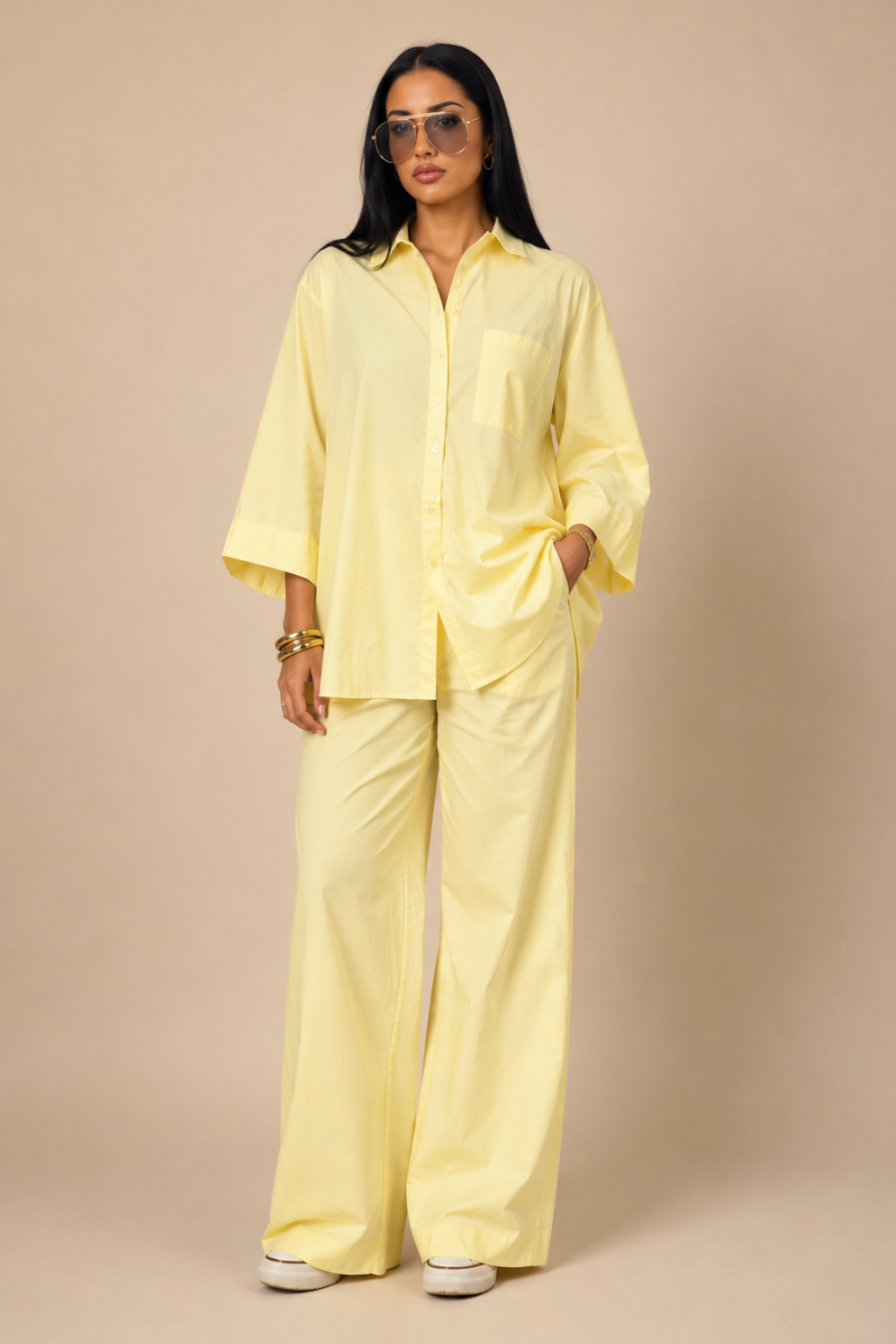 Conjunto Alfaiataria Camisa Oversized e Calça Wide Leg Grace