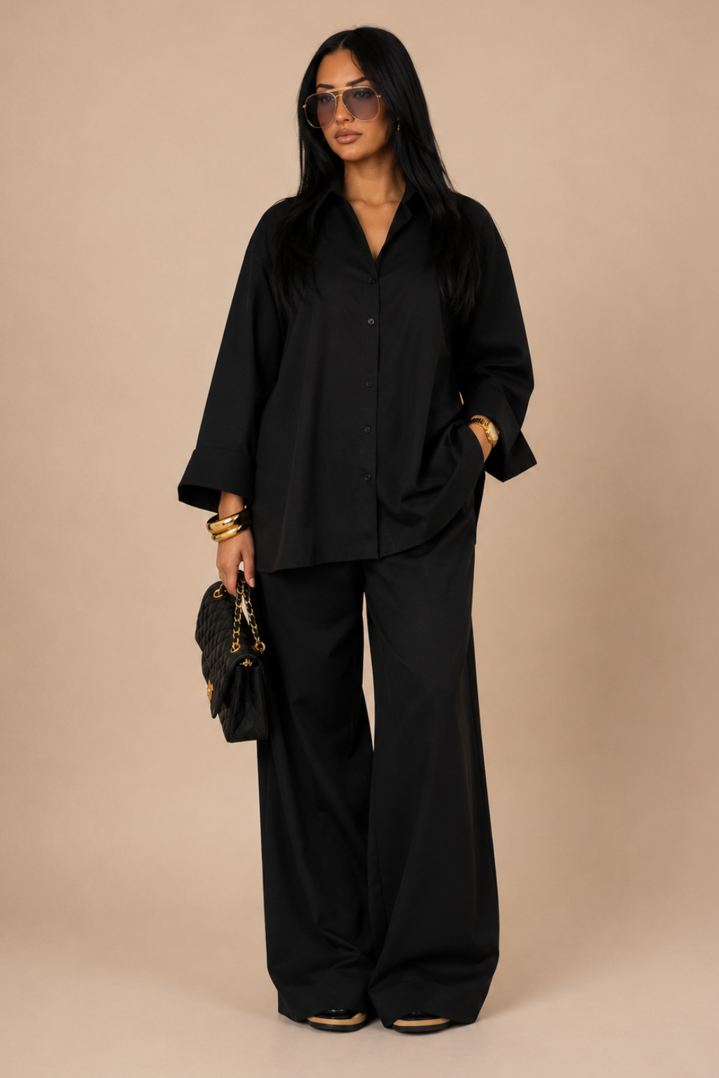 Conjunto Alfaiataria Camisa Oversized e Calça Wide Leg Grace