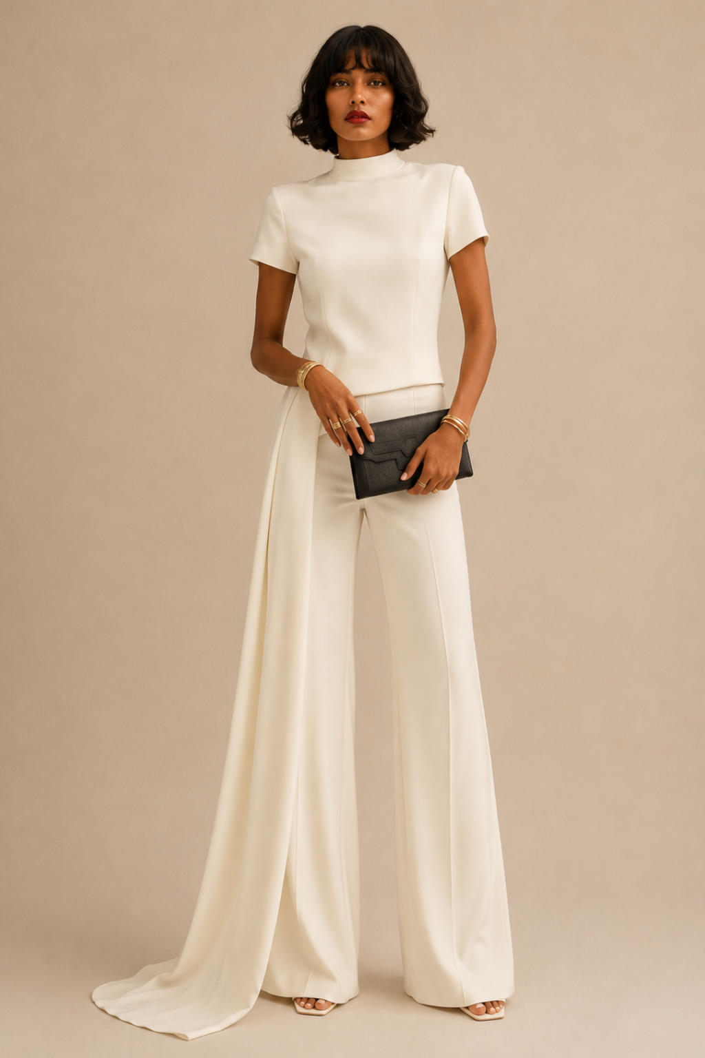 Conjunto Blusa Assimétrica e Calça Flare Evelyn