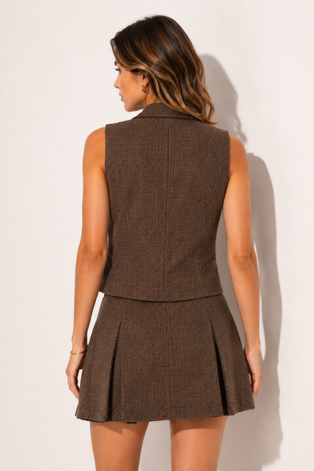 Conjunto Blazer Manga Longa com Colete e Saia Curta Office Katherine