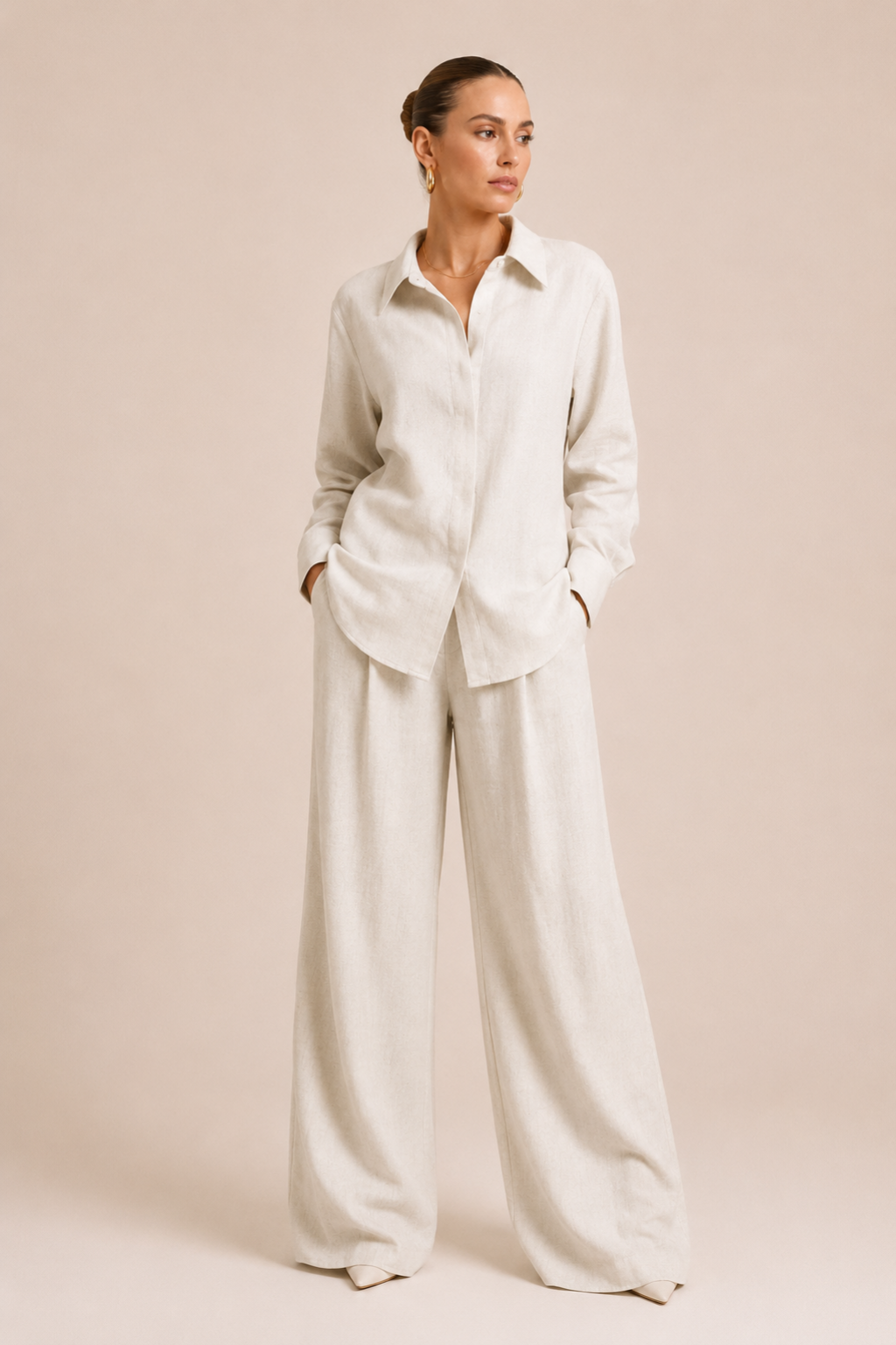 Conjunto Feminino Alfaiataria Camisa Oversized e Calça Pantalona Premium Eleanor