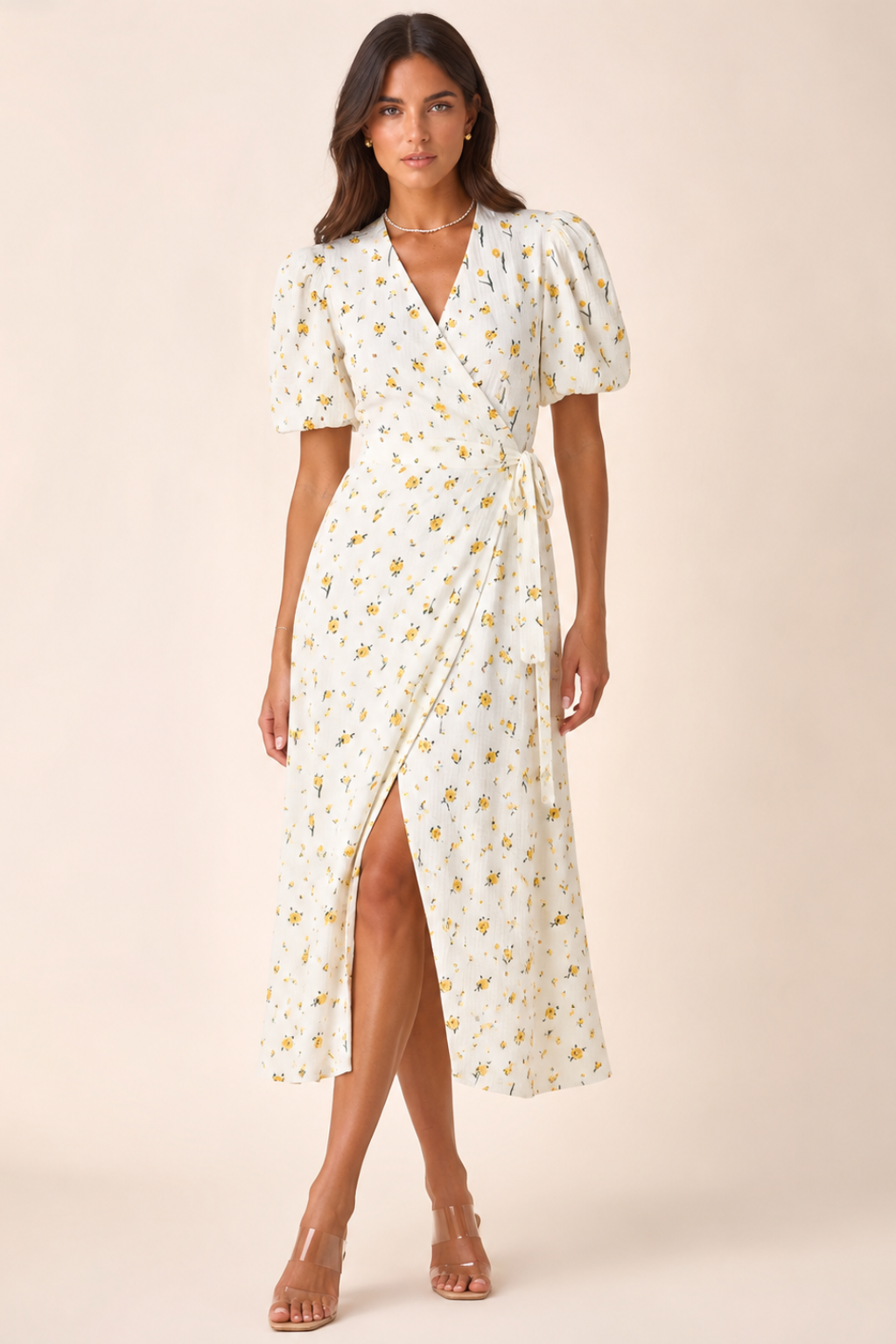 Vestido Midi Floral 100% Algodão Celine