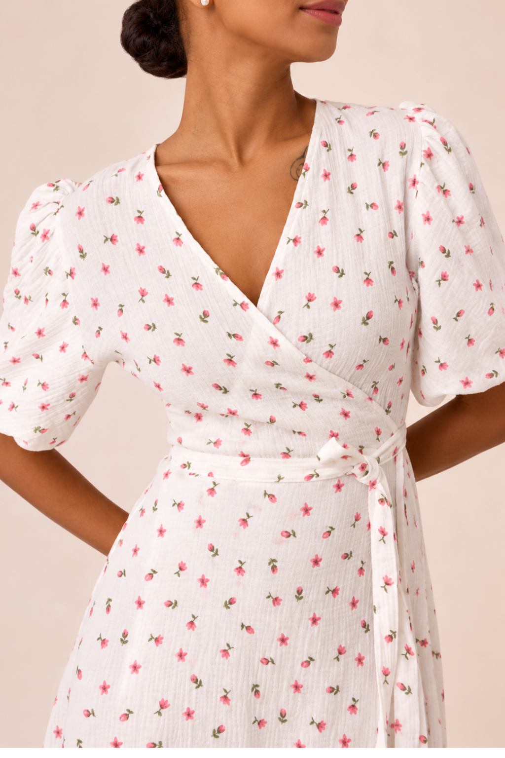 Vestido Midi Floral 100% Algodão Celine