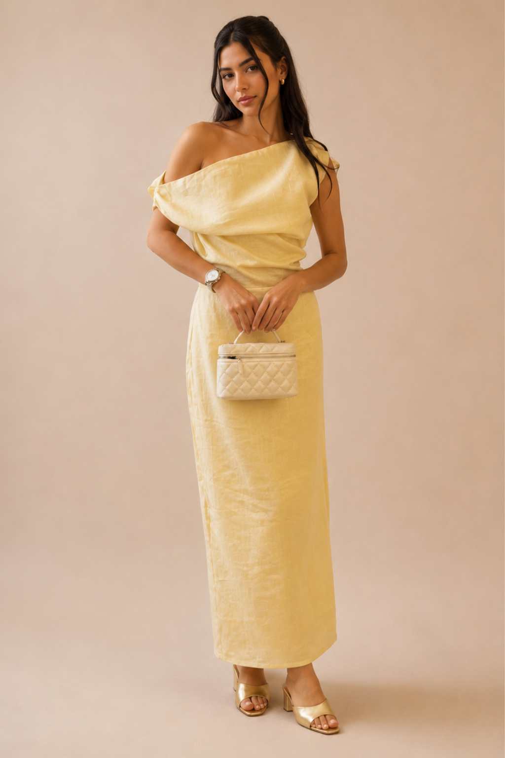 Vestido Longo Ombro Único Premium Celeste