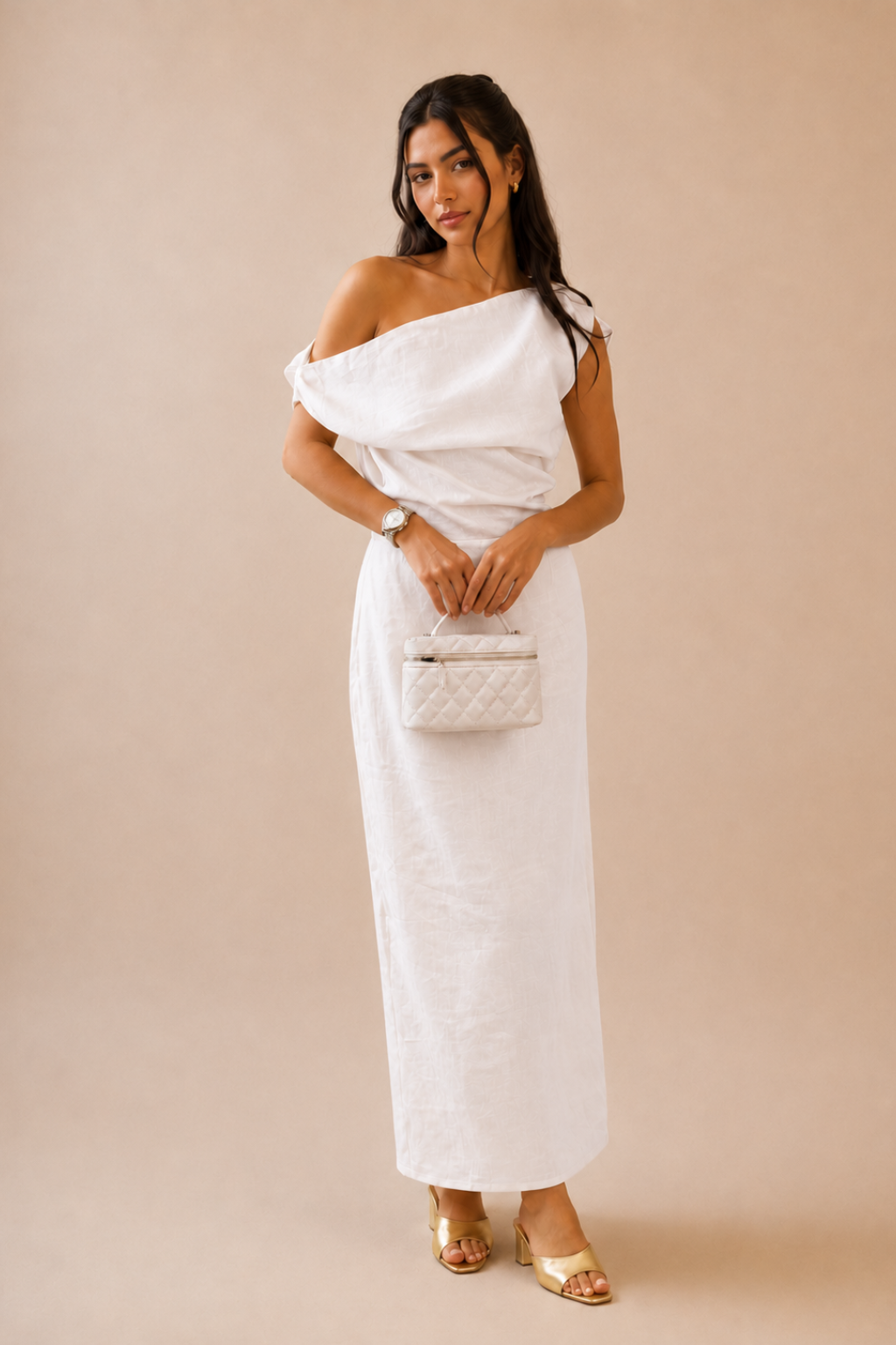 Vestido Longo Ombro Único Premium Celeste