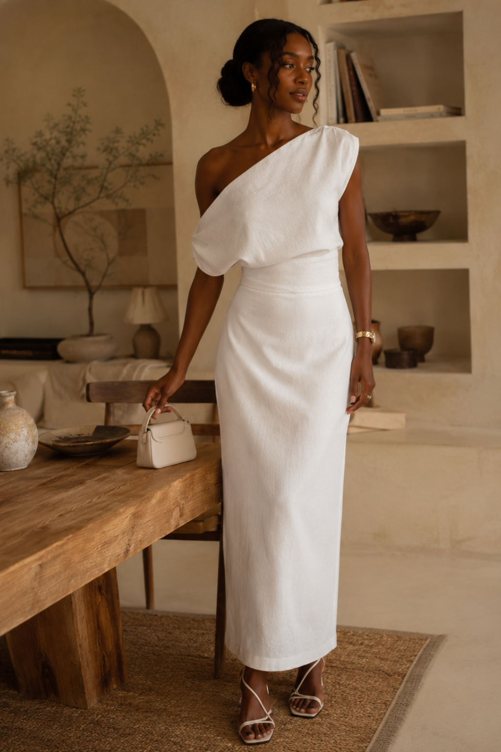 Vestido Longo Ombro Único Premium Celeste