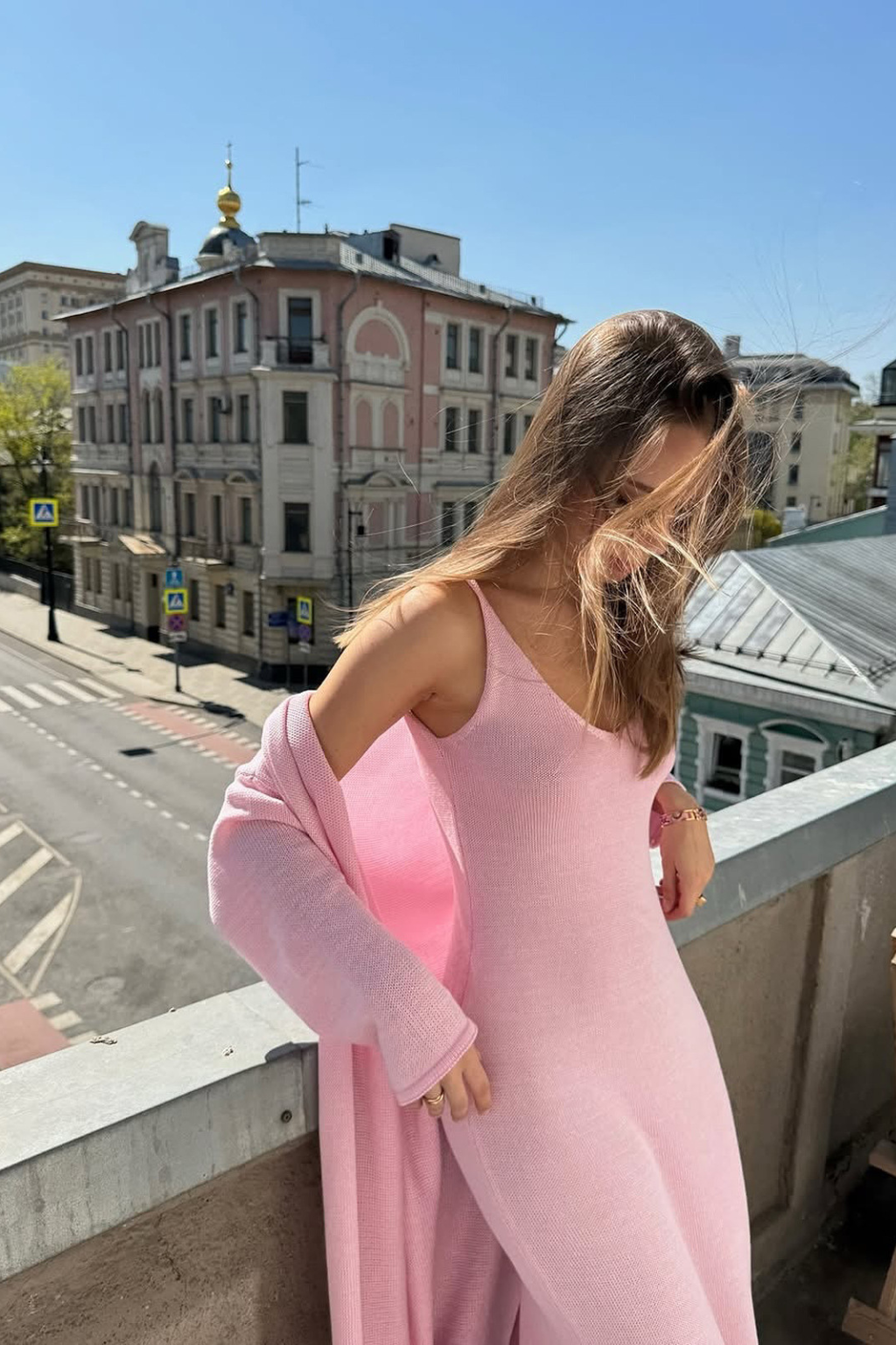 Vestido Tricot Longo com Cardigan Decote V Charlotte