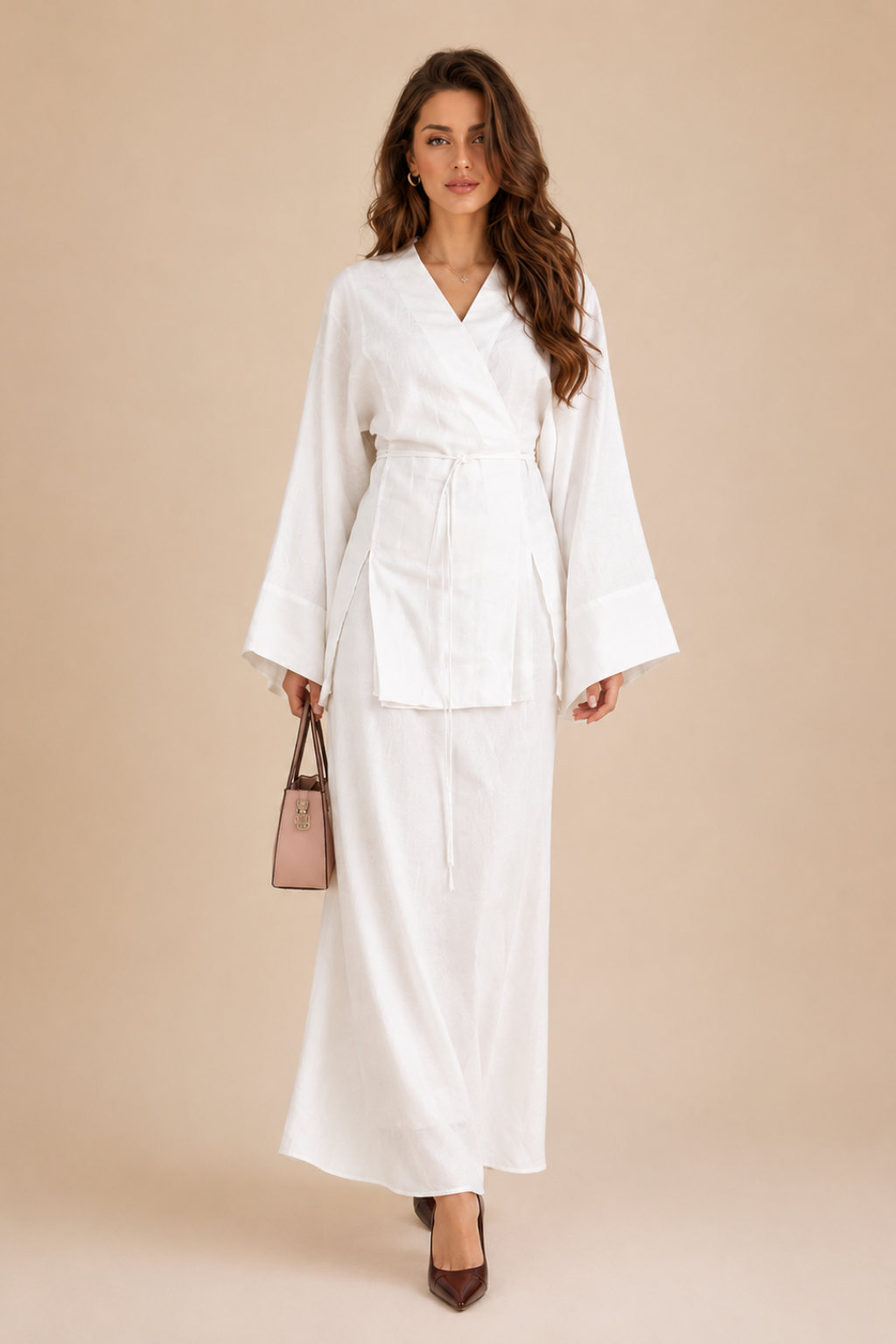 Conjunto Saia Longa e Kimono Selena