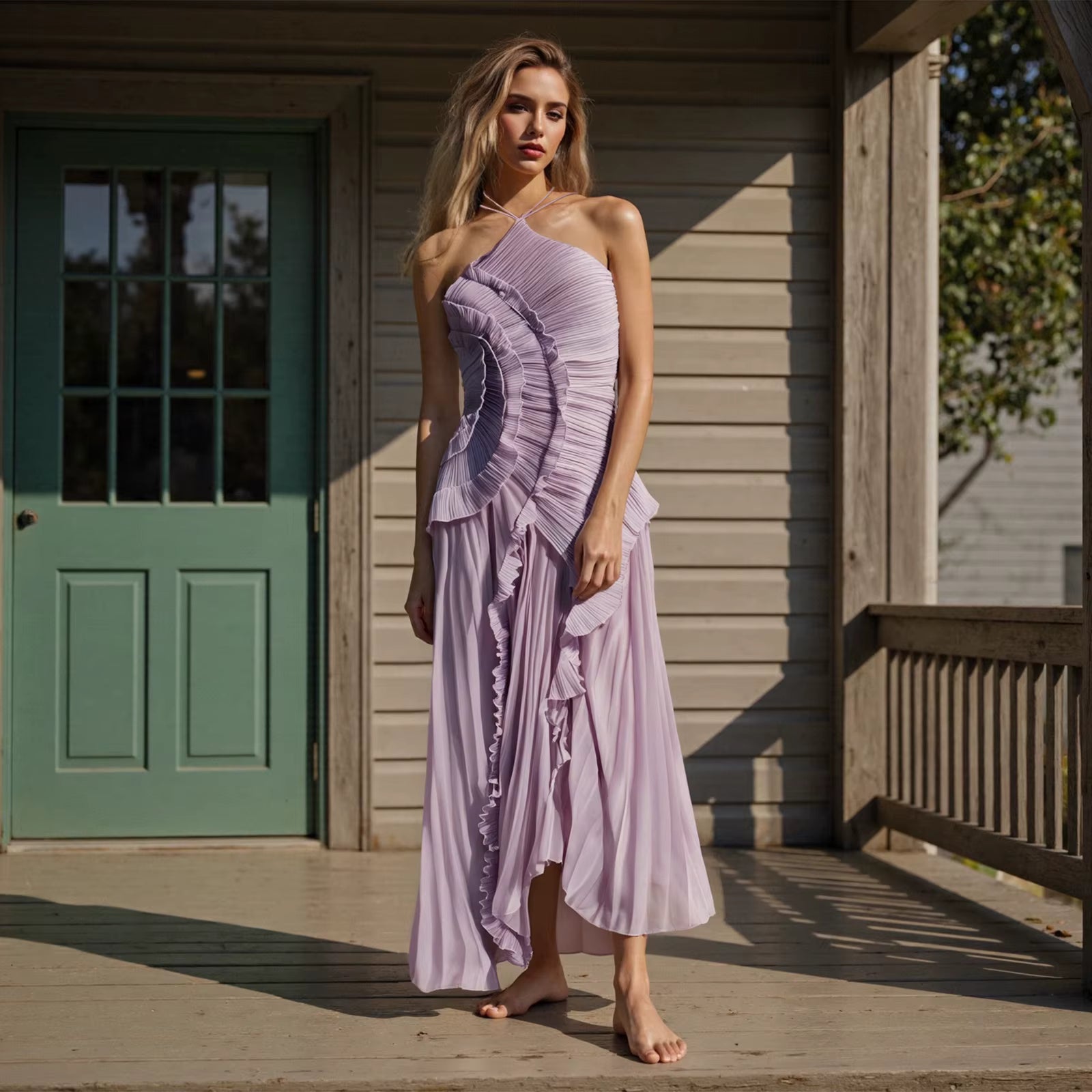 Vestido Assimétrico Tendência Lilac