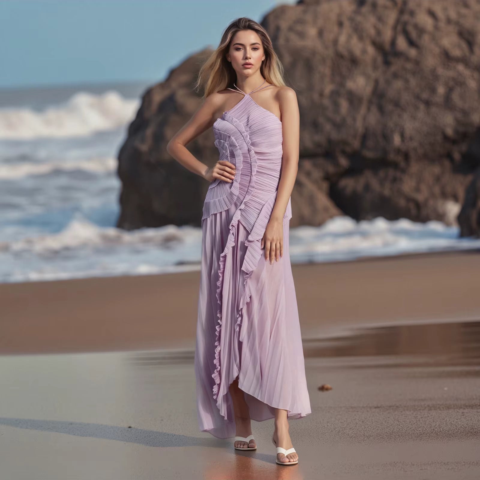 Vestido Assimétrico Tendência Lilac