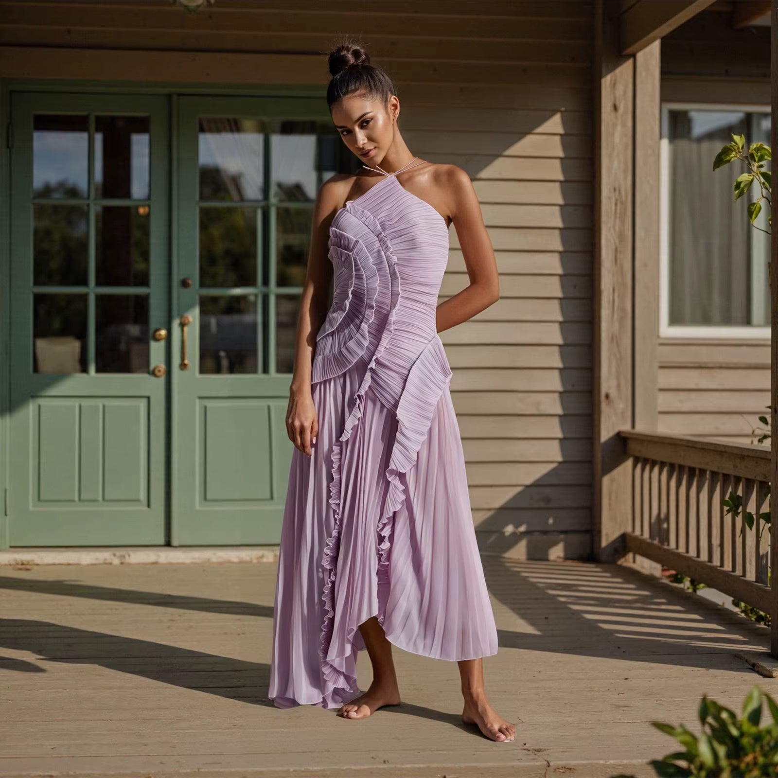 Vestido Assimétrico Tendência Lilac