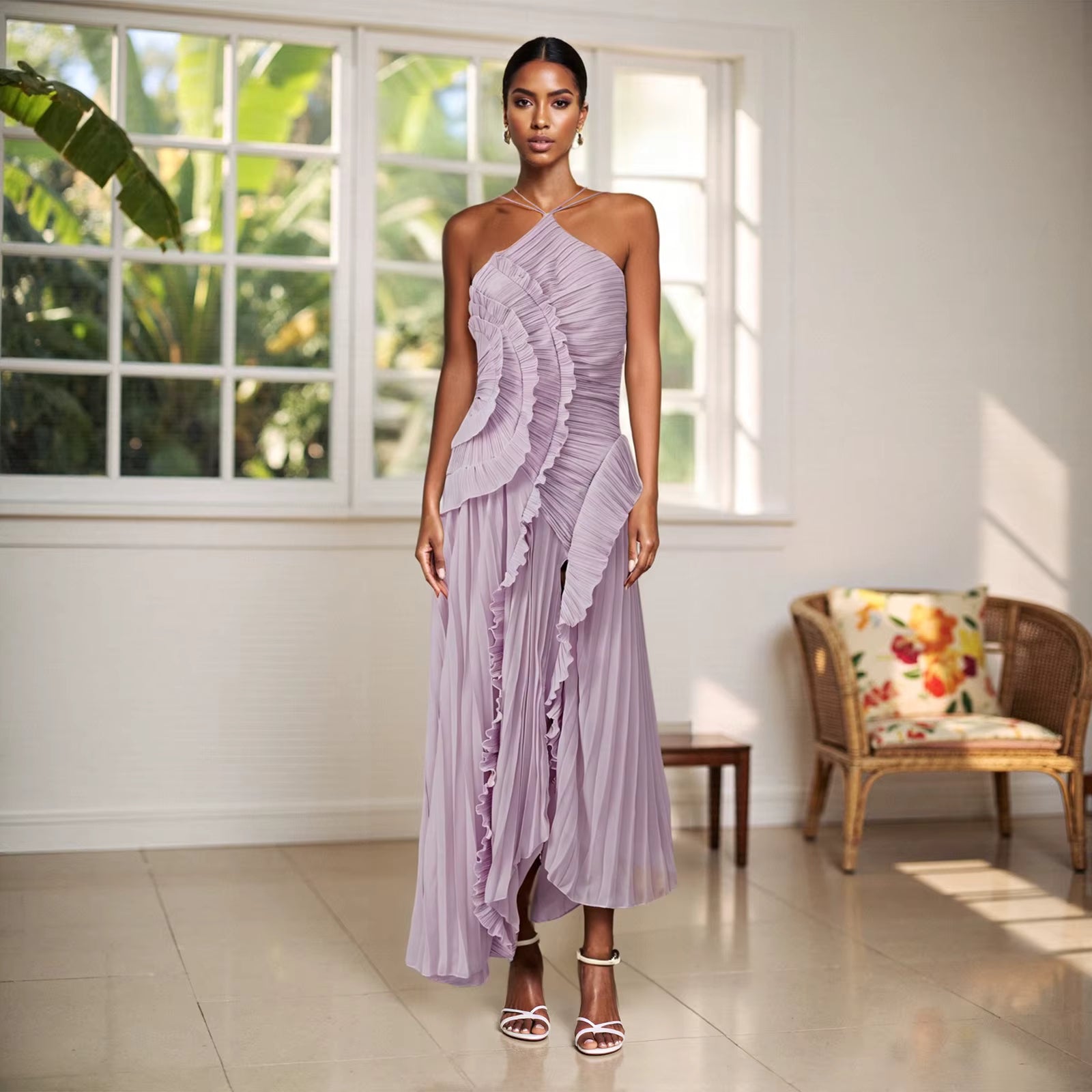 Vestido Assimétrico Tendência Lilac