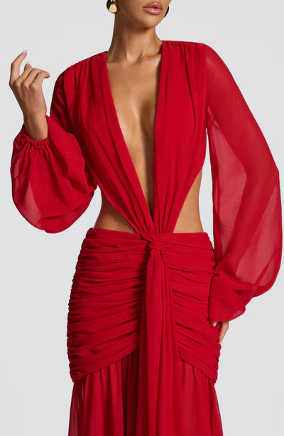 Vestido Longo Manga Comprida em Tule Kyra