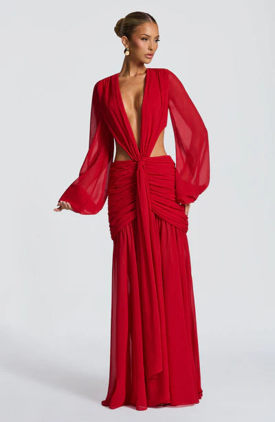 Vestido Longo Manga Comprida em Tule Kyra