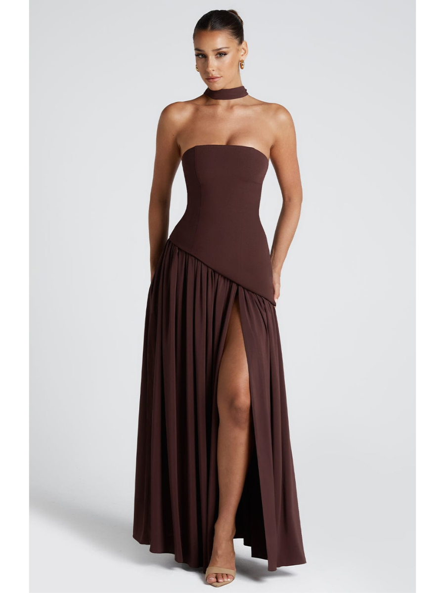 Vestido Longo Sem Alças Elegante Mya