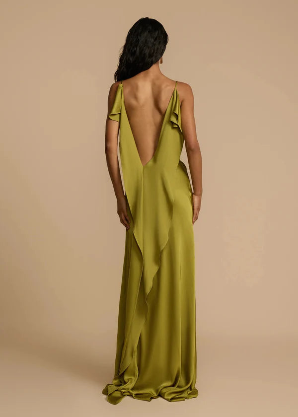 Vestido Longo Verde Acetinado Yana