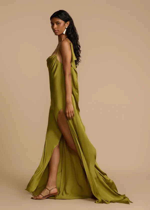 Vestido Longo Verde Acetinado Yana