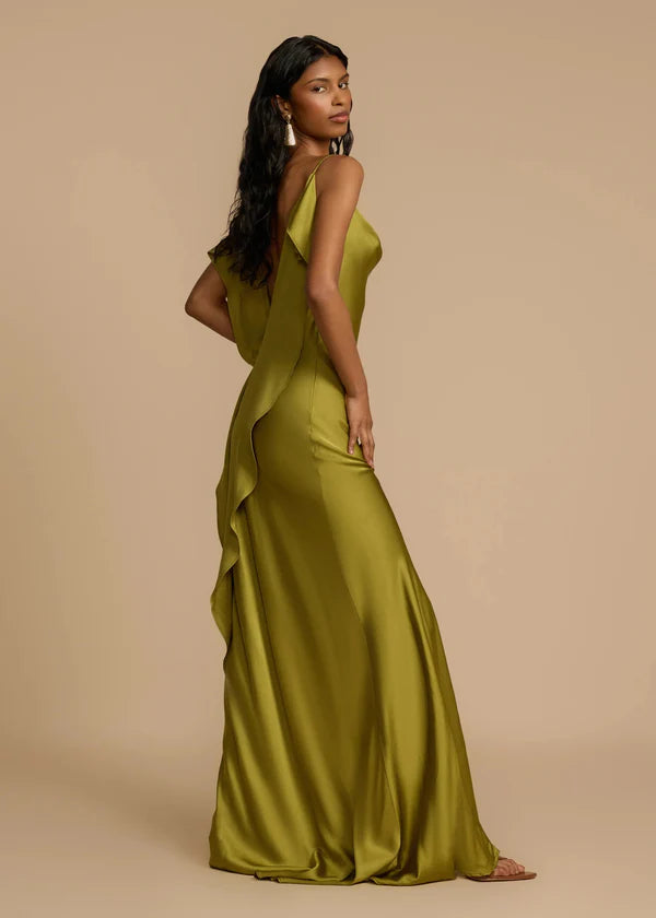Vestido Longo Verde Acetinado Yana