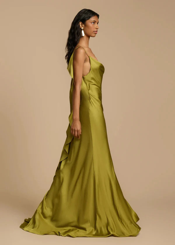 Vestido Longo Verde Acetinado Yana