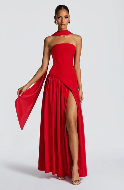 Vestido Longo Sem Alças Elegante Mya