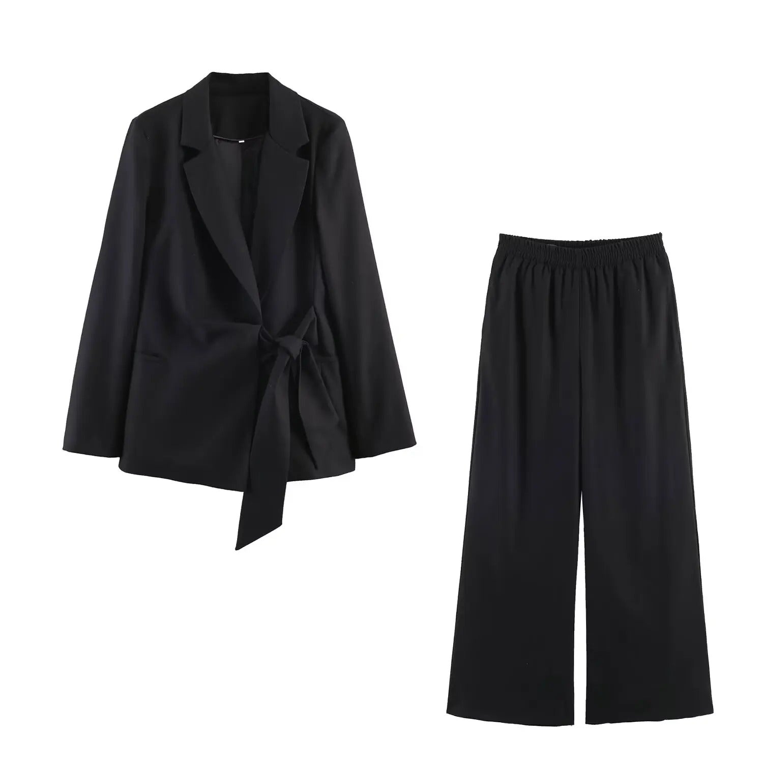 Conjunto Linho Alfaiataria Blazer Transpassado e Calça Pantalona Valentina